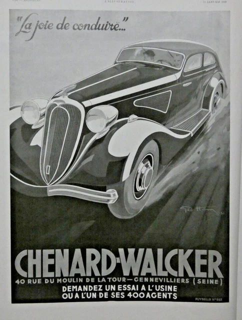 1936 Chenard & Walker Driving Joy Press Advertisement.
