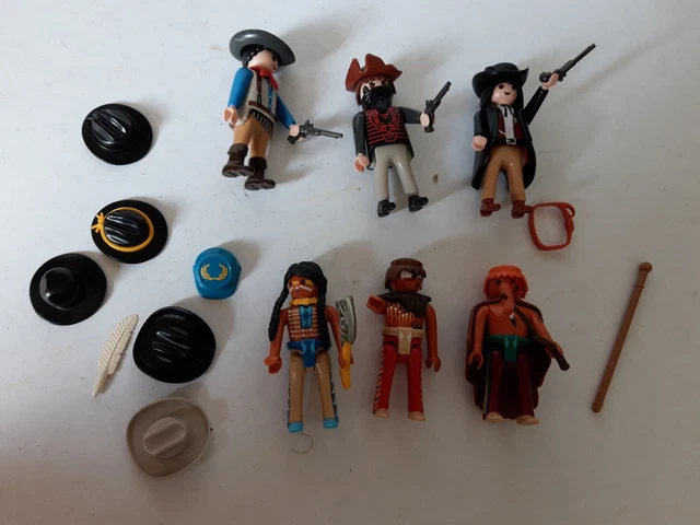 Accessoires Playmobil Western – 3 Revolvers Gris Pour Cow-boys Et Indiens Vintage