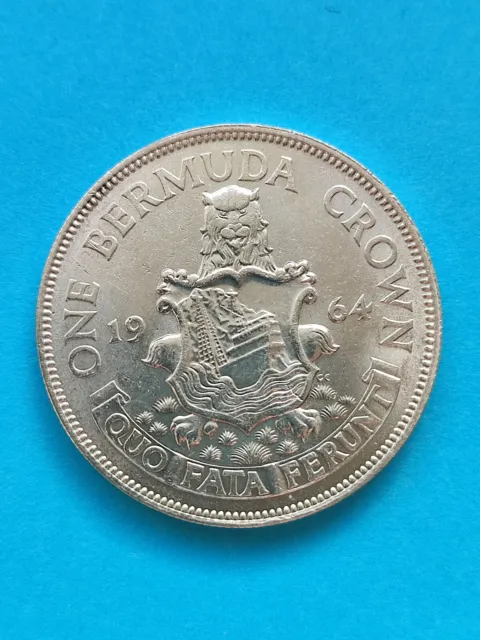 One Bermuda Crown, BERMUDA 1964   Elizabeth II Dei Gratia Regina, Silber