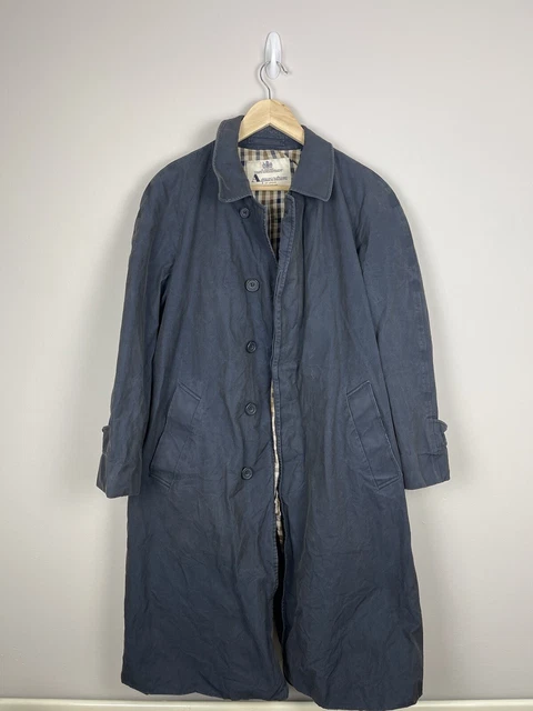 TRENCH AQUASCUTUM LUNGO Da Esterno Blu Da Uomo 34R. Spedizione Veloce - Foto 2