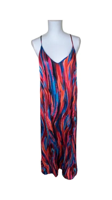 Nicole Miller Abstract Maxi Dress, Womens Size Large Multi Color NEW MSRP $150