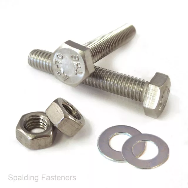 UNF A2 Stainless Steel Hex Bolts, Full Hex Nuts & Washers Money Saving Combo