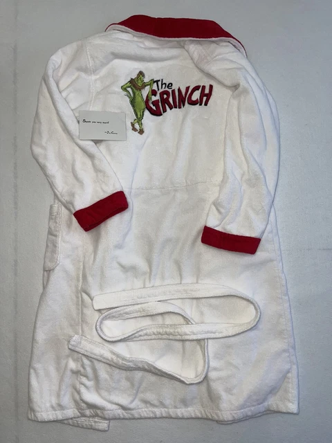 The Grinch Jim Carrey Embroidered Christmas Unisex Bath Robe Fleece Size M/L