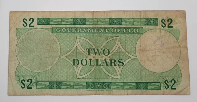1969 - Fiji - 2 (Two) Fiji Dollars Banknote, Serial No. A/1 072148 - Elizabeth 2