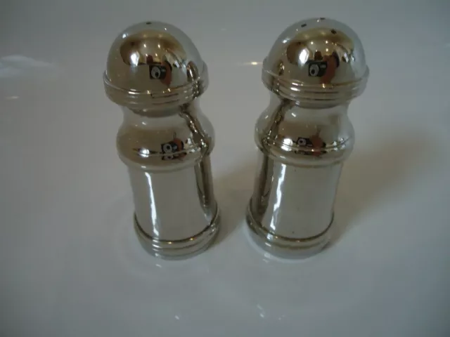 Silver Nickel Salt Pepper Pots Antique Style Condiment Set Very Nice Gift