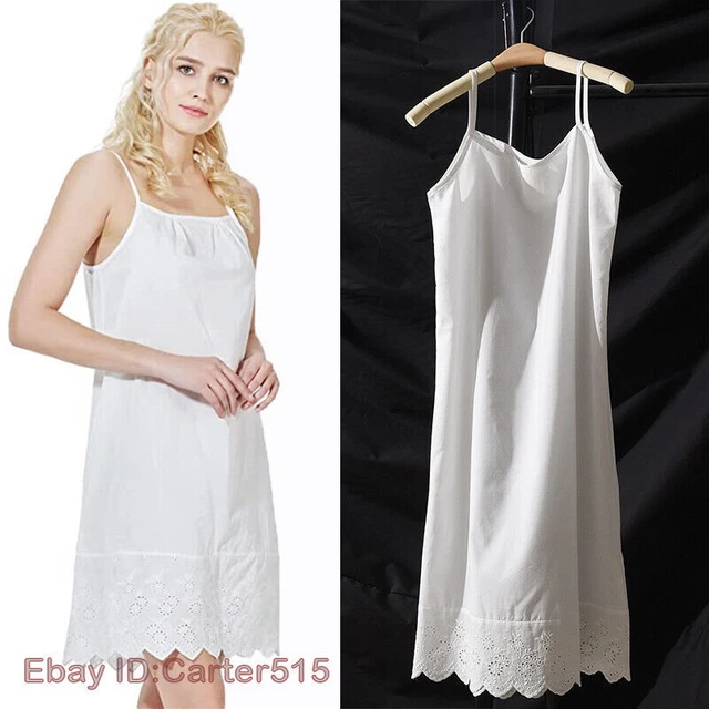 WOMEN 100 NATURAL Cotton Full Slips Under Dress Cami Chemise Nighty