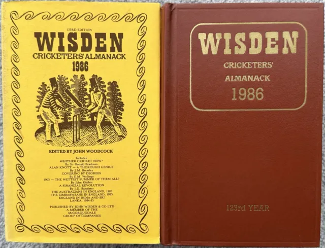 Wisden Cricketers Almanack 1986 HARD BACK . SEE PHOTOS AND DESCRIPTION