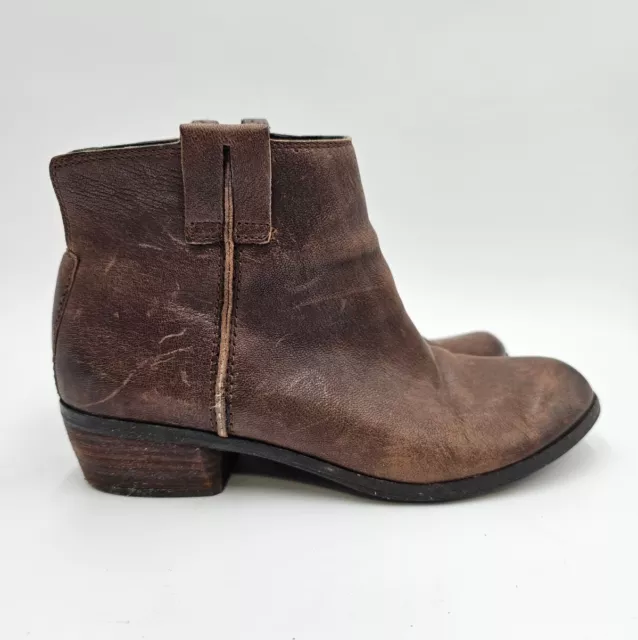 Sam Edelman James Brown Leather Side Zip Ankle Boots Booties- Womens Sz US 8.5 M