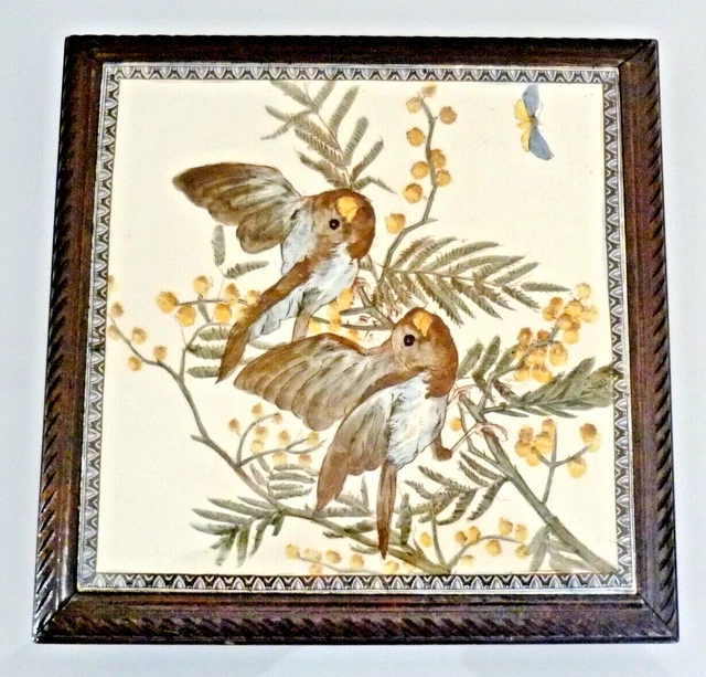 Dessous-de-plat Ancien En Faïence Et Bois - Modèle Vintage Vert