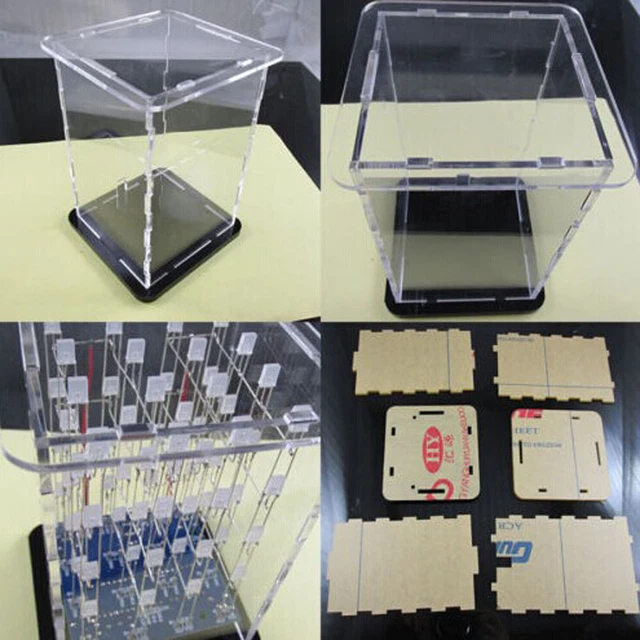 Transparent Acrylic Cube Shell Board For 4x4x4 3D LightSquared 2*5*7MM LED Cube