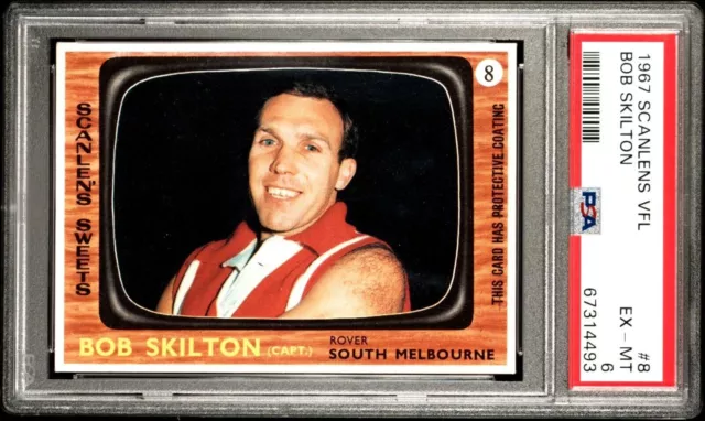 ✺PSA 6✺ 1967 SCANLENS VFL Graded Card BOB SKILTON South Melbourne Swans AFL