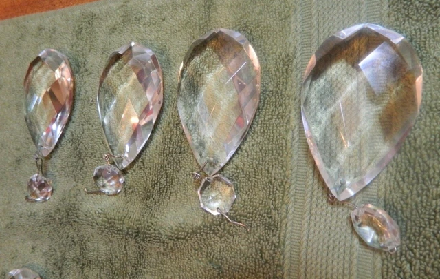 (3) 3" Crystal Teardrop Prisms 3" x 1 7/8" x 4/5" (fat size) - Chandelier parts