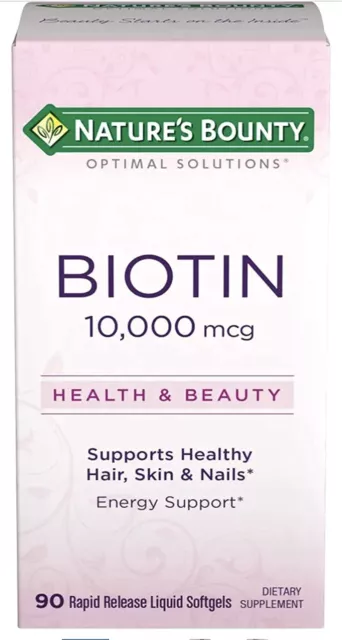 Nature's Bounty Optimal Solutions Biotin 10,000 mcg 90 Rapid Release Softgels