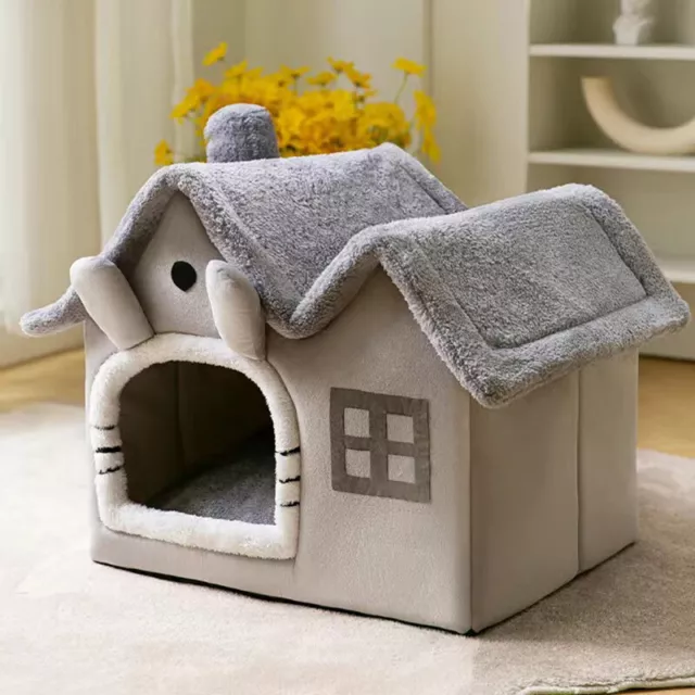 Pet Dog Warm House Beds Cat Indoor Nest Cats Cozy Wool Nest Kennel Gray S/M/L 3