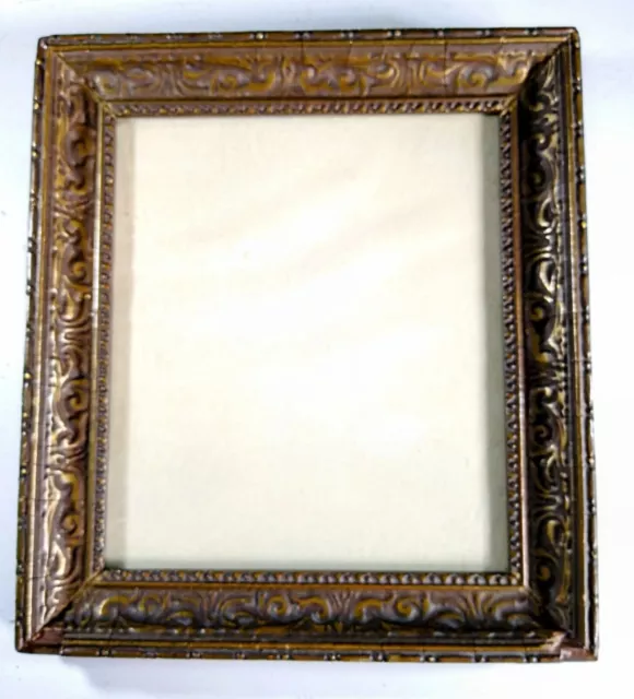 Attractive Vintage Wooden Picture Frame For 5.5x6.25" Art Or Mat, Wavy Old Glass