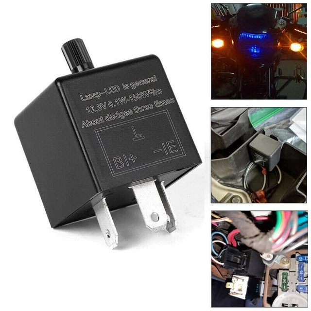 1 X LED Flasher Relay 12V ABS Automobile Motorcycle Adjustable Frequency Light