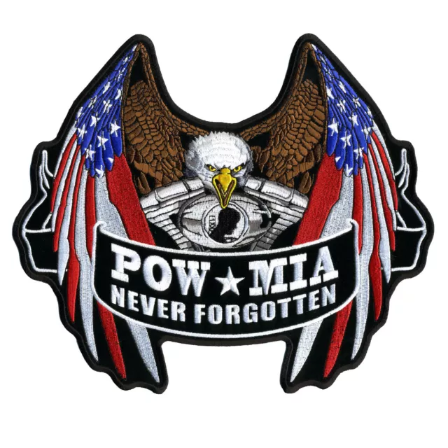 POW Flag Eagle  EMROIDERED MILITARY UNIFORM HOOK PATCH