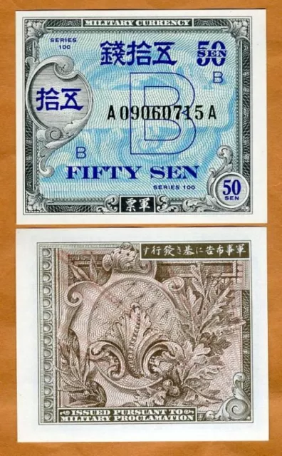 Japan, Allied Military, 50 sen, (1945), P-65, WWII, UNC