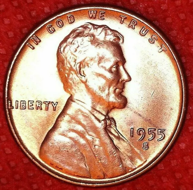 1955-S Lincoln Wheat Cent BU San Francisco Mint Original Red Uncirculated