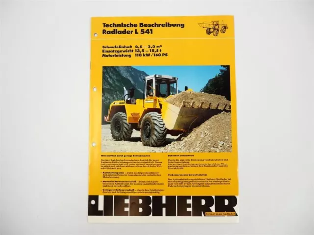 Prospekt Liebherr L541 Radlader Technische Beschreibung 1992 Label