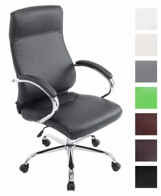 Silla de Oficina XXL Lausanne en Cuero PU Altura Regulable Ergonómica con Ruedas