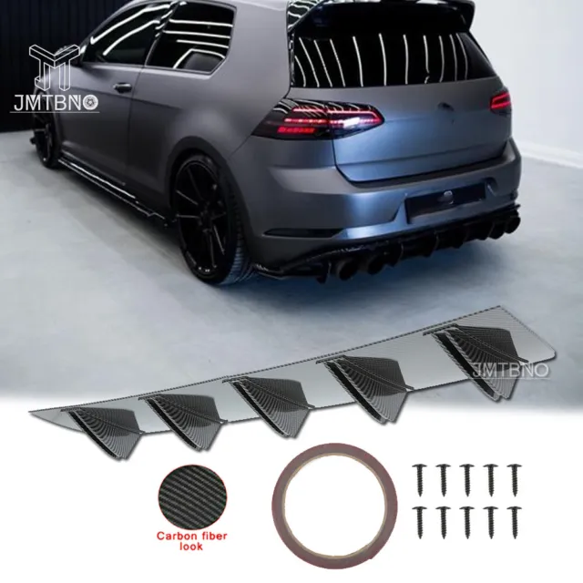 For Volkswagen Golf Jetta GTI Rear Diffuser Bumper Spoiler Fin Lip Carbon Fiber
