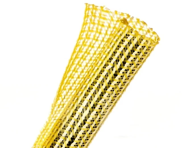F6N0.25YL 1/4" Yellow Split Tube, Semi-Rigid Braided Sleeving USA