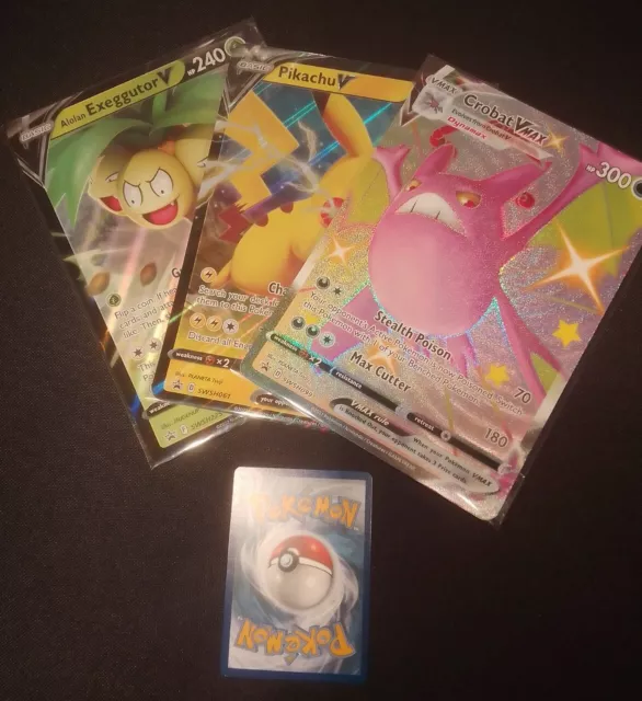 Pokemon TCG Jumbo Card Bundle - Pikachu V- Exeggutor V- Crobat VMAX