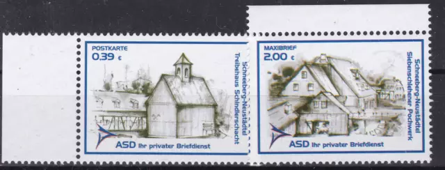 Privatpost. ASD Aue. Historische Bergbauanlagen, Nr. 6-7, postfrisch