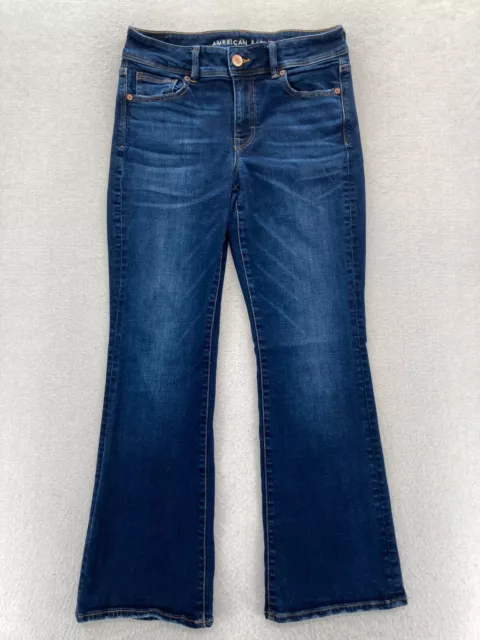 American Eagle Kick Boot Jeans Women's 10 Short Dark Wash Blue Stretch Denim