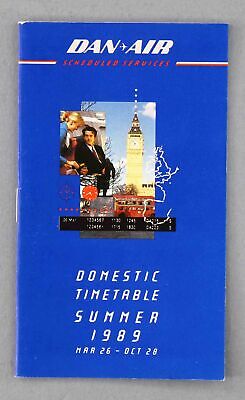 Dan Air Domestic Airline Timetable Summer 1989 Scheduled Services