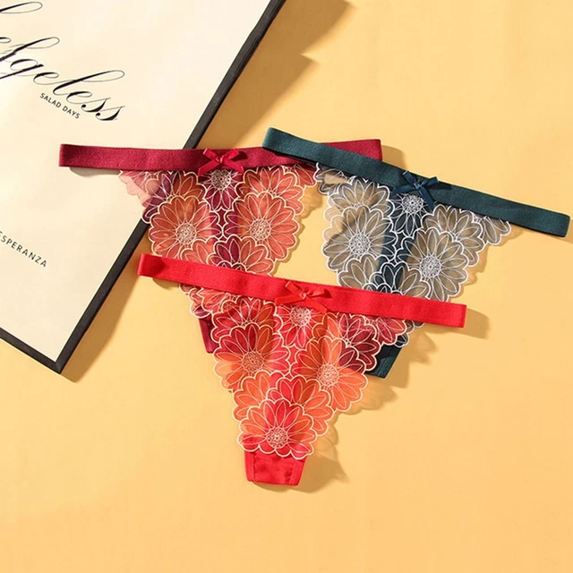FEMALE G STRING Underwear Flower Panties Sexy Briefs Lace Thong Female