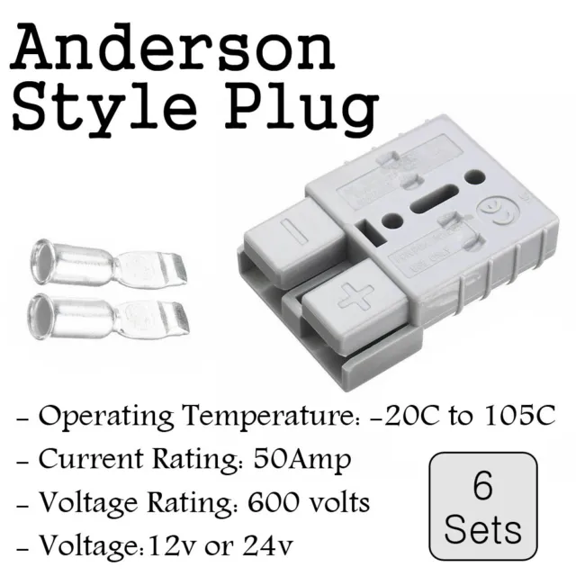 6X 50 AMP Anderson Style Plug Exterior DC Solar Caravan Power 12-24V Connectors
