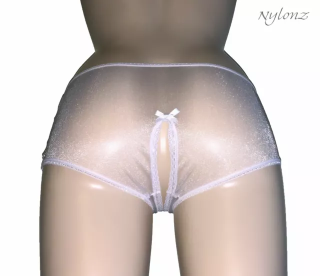 Mutandine NYLONZ Completamente Trasparente 100% Nylon SENZA CAVALLO BIANCHE Stile Vintage 2