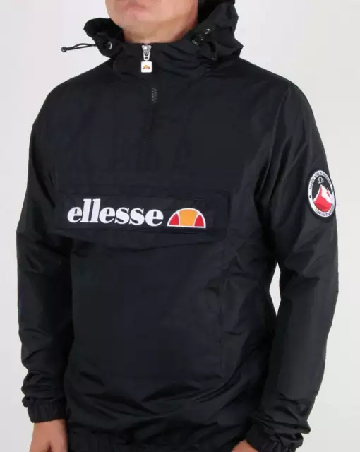 Ellesse Quarter Zip Hooded Jacket in Black - Mont II smock coat, overhead