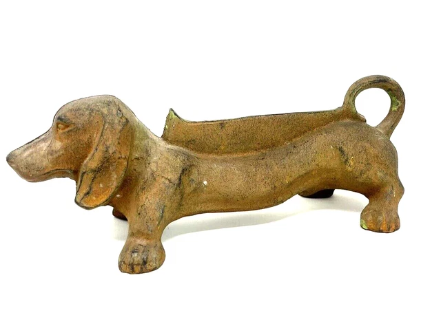 Vtg Cast Iron Dachshund Wiener Dog Boot Scraper Shoe Door Stop 6Lbs 14Oz