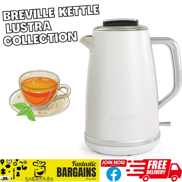 BREVILLE KETTLE LUSTRA Collection Matt White Family Size Boils Up To 8