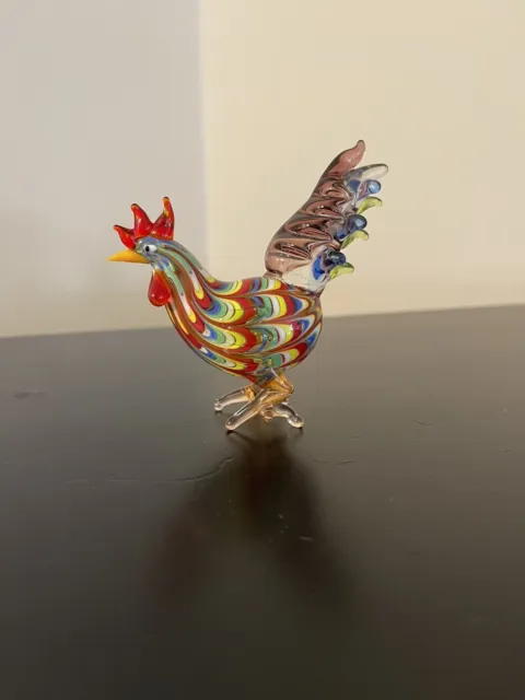 Fitz and Floyd Glass Rooster Figurine - EUC
