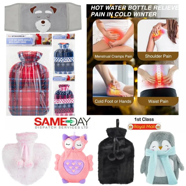 Hot Water Bottles Cute Fur Design with Easy Removable Cover Soft and Cosy Hot