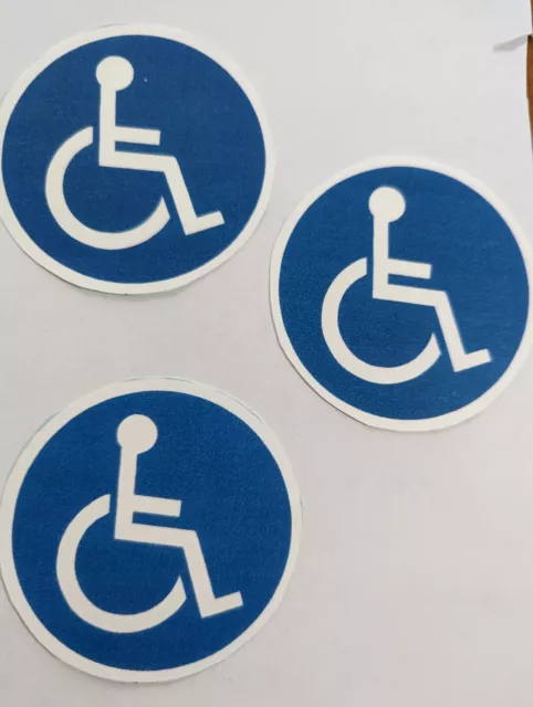 3 x Handicap Parking Vinyl Decal Stickers 3 inch Round  Logo    2 for 1 deal
