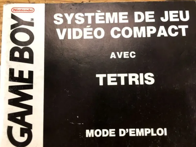 Rare Notice Système De Jeu Vidéo Compact Avec Tetris Mode D'emploi Gameboy Fra