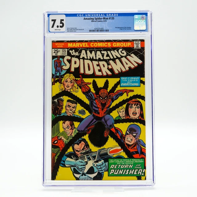 Amazing Spider-Man 135 CGC 7.5 Minor Key 2rd Punisher Tarantula 1974 White Pages