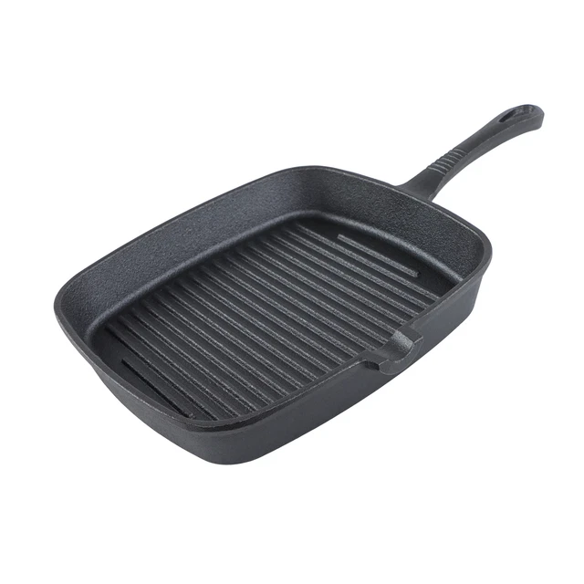 Potted Pans Square Cast Iron Skillet - 9.4in Pre-Seasoned Cast Iron Griddle