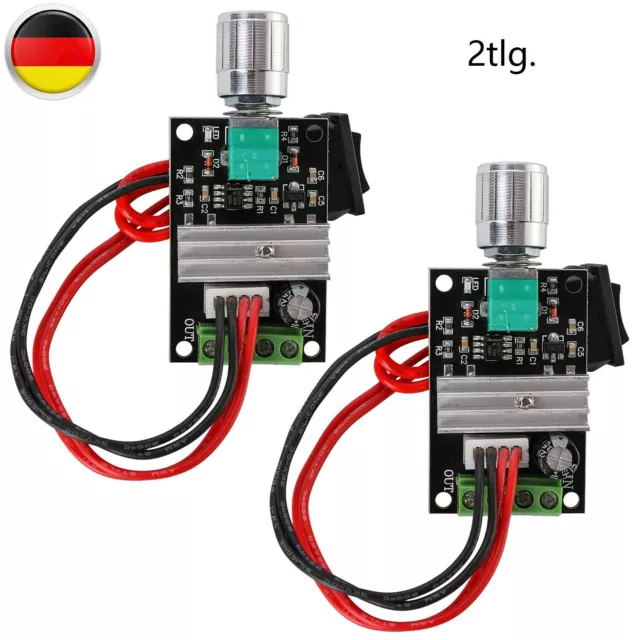 2X Drehzahlregler PWM-Modul DC 6V 12V 24V 3A 80W Motor Geschwindigkeit Schalter