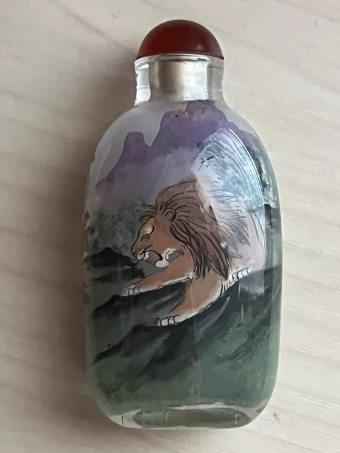 Vintage Chinese Inside Reverse Painted Glass Snuff Bottle