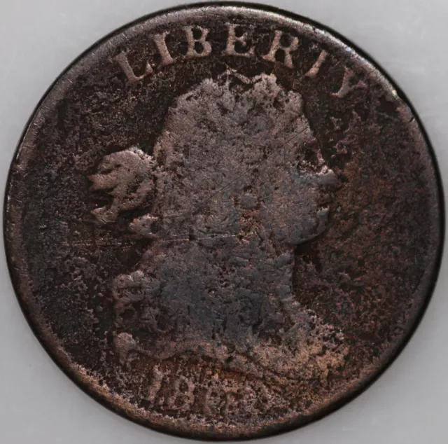 1800-P Half Cent Unreadable Date, Rev. of 1800, Over 200 Yrs Old As Shown [SN01]