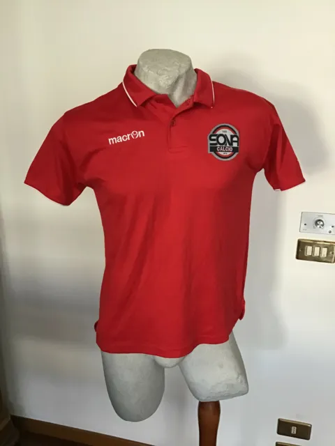 Maglia calcio Macron Asd SONA 1972 Polo T-Shirt Rossa Jersey Taglia M Camiseta