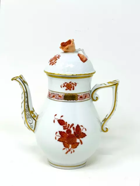 Herend Hungary CHINESE BOUQUET RUST Individual Miniature 8 oz Coffee Tea Pot 6”