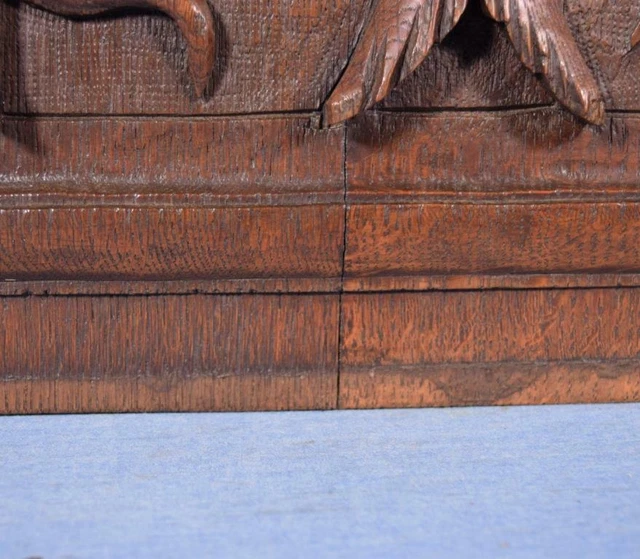 *French Antique Deeply Carved Oak Wood Panel with & Fish Hunting Salvage 9