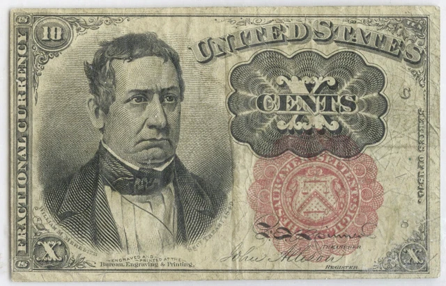 1874 10 Cent United States Fractional Currency Note 5th Issue DN185